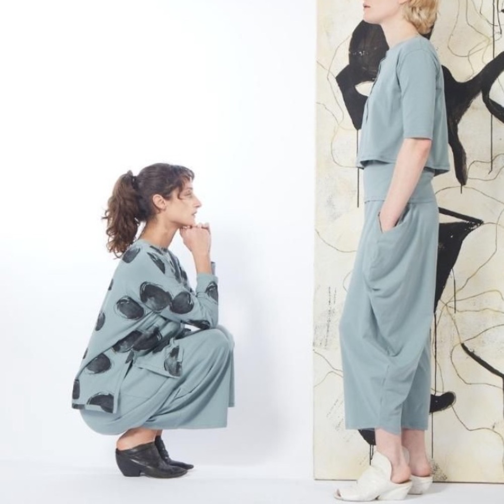 M x Matthildur Sumi Top and Jane Skirt in Aqua Dot, Cotton/Lycra Comfy Size XS